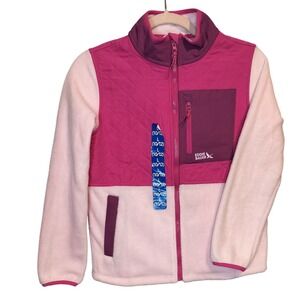NWT Eddie Bauer Kids Full Zip Polar Fleece Jacket Quilted Pink Size L 10/12